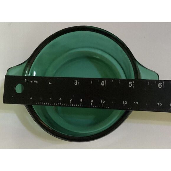 Vintage Libbey Forte Crisa Mexico Bowl Teal Green w/Handles Small Casserole Dish - Picture 4 of 6